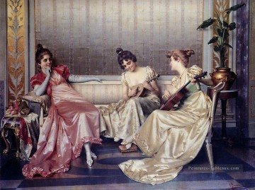 Figures élégantes dans une dame intérieure Vittorio Reggianini Peinture décoratif